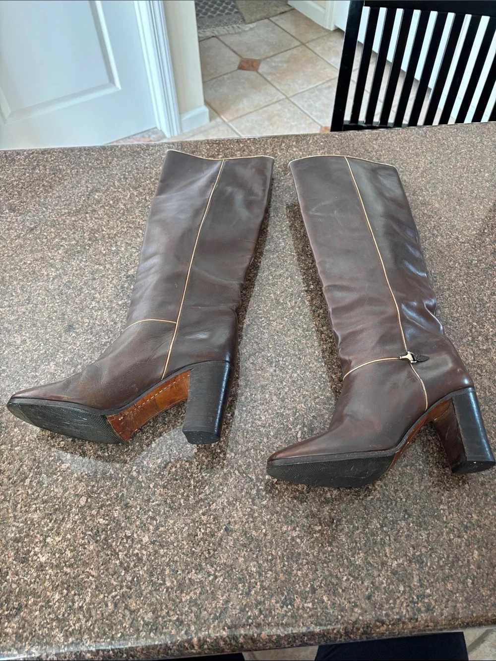 Gucci Ladies dark brown 70’s Horsebit Stacked Heel Boots-7-VINTAGE - Picture 11 of 15